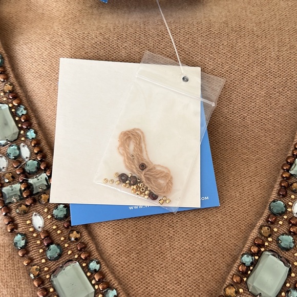 White + Warren NEW pure cashmere hand beaded sweater - Picture 6 of 8